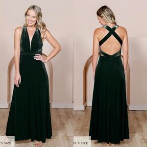 Revelry Dylan Velvet Dress Emerald